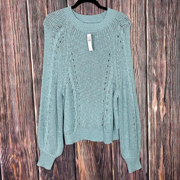 American Eagle Outfitters Sweaters - American Eagle Womens Blue Pointelle Sweater Womens Size Large New with tags